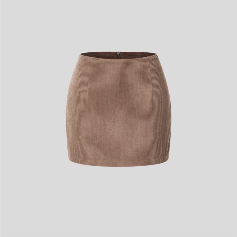 High Waisted Invisible Zipper 2-in-1 A Line Mini Corduroy Casual Skirt - Picture 13 of 14